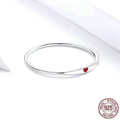 925 Sterling Silver Round Circle Pure Finger Ring Simple Heart Engrave Rings - Bellarte Enchanté 925 Sterling Silver Round Circle Pure Finger Ring Simple Heart Engrave Rings