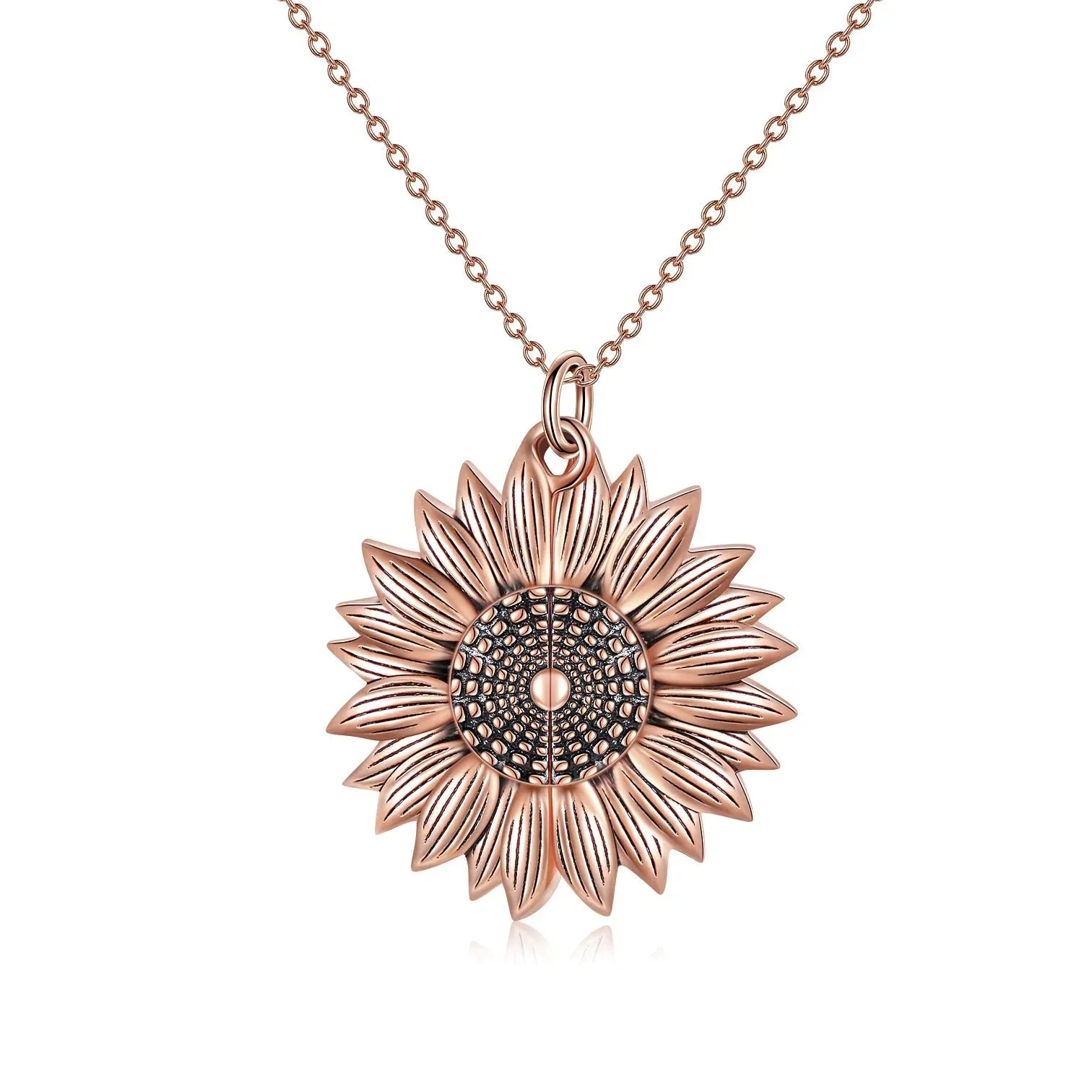 925 Sterling Silver Sunflower Photo Locket Necklace You Are My Sunshine Engraved Pendant - Bellarte Enchanté 925 Sterling Silver Sunflower Photo Locket Necklace You Are My Sunshine Engraved Pendant