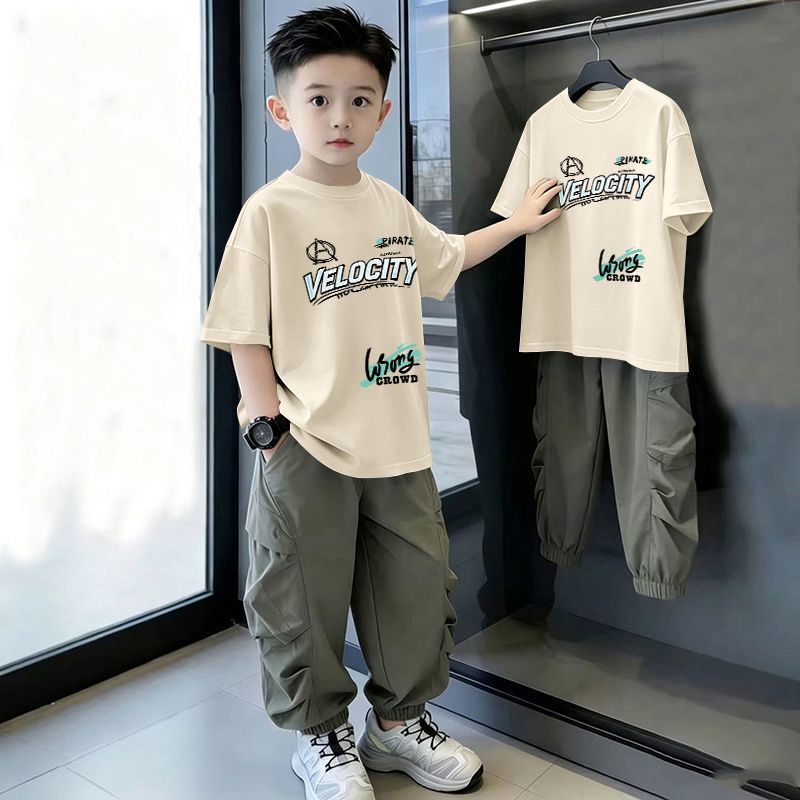 Casual Loose Printed Short Sleeve Letter T-Shirt for Kids