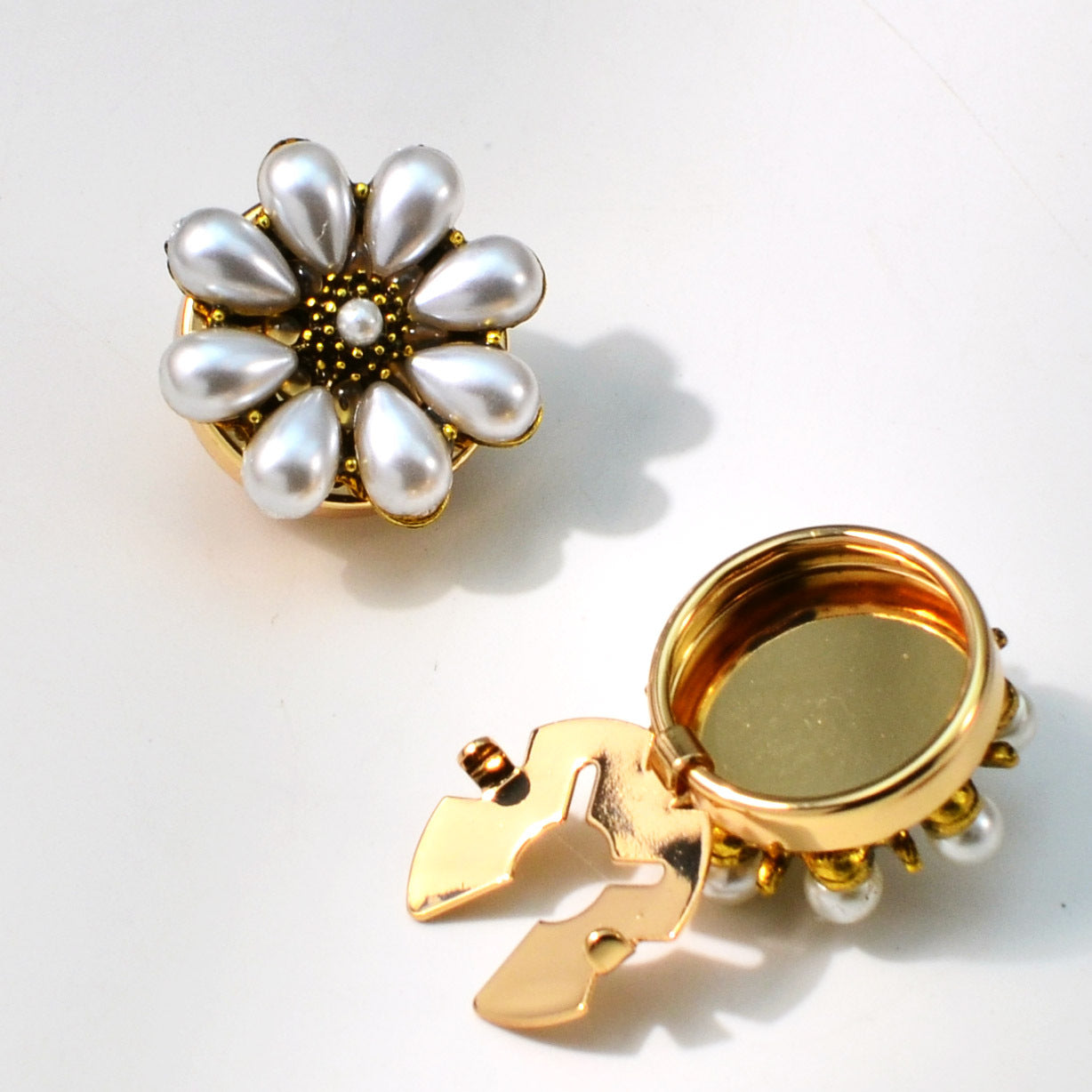 Cufflink Fashion Brooch Clasp Pearl Rhinestone