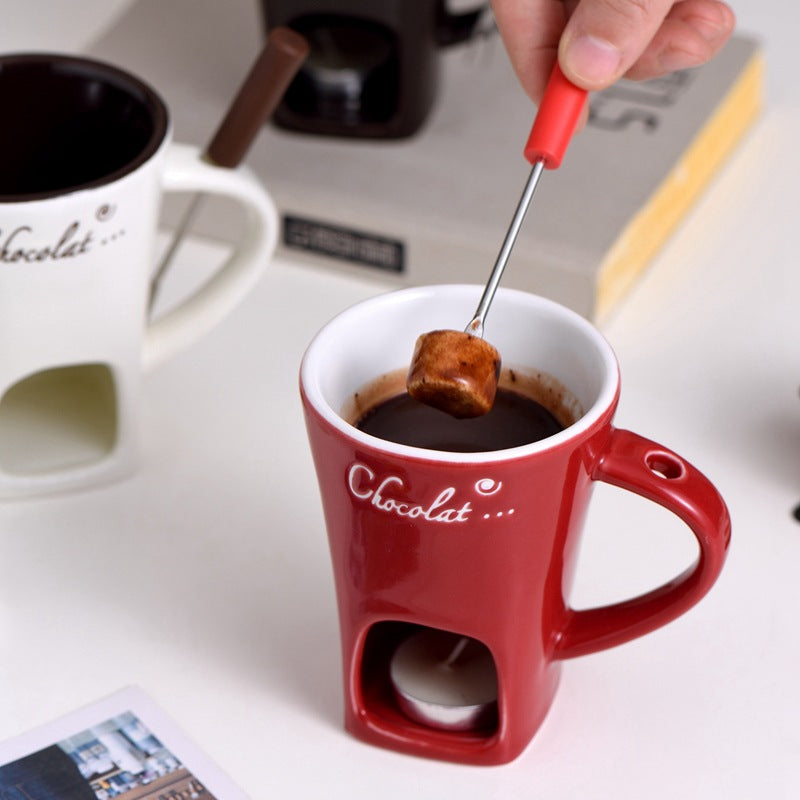 Ceramic Chocolate Hot Pot Stove Ice Cream Hot Pot Cup