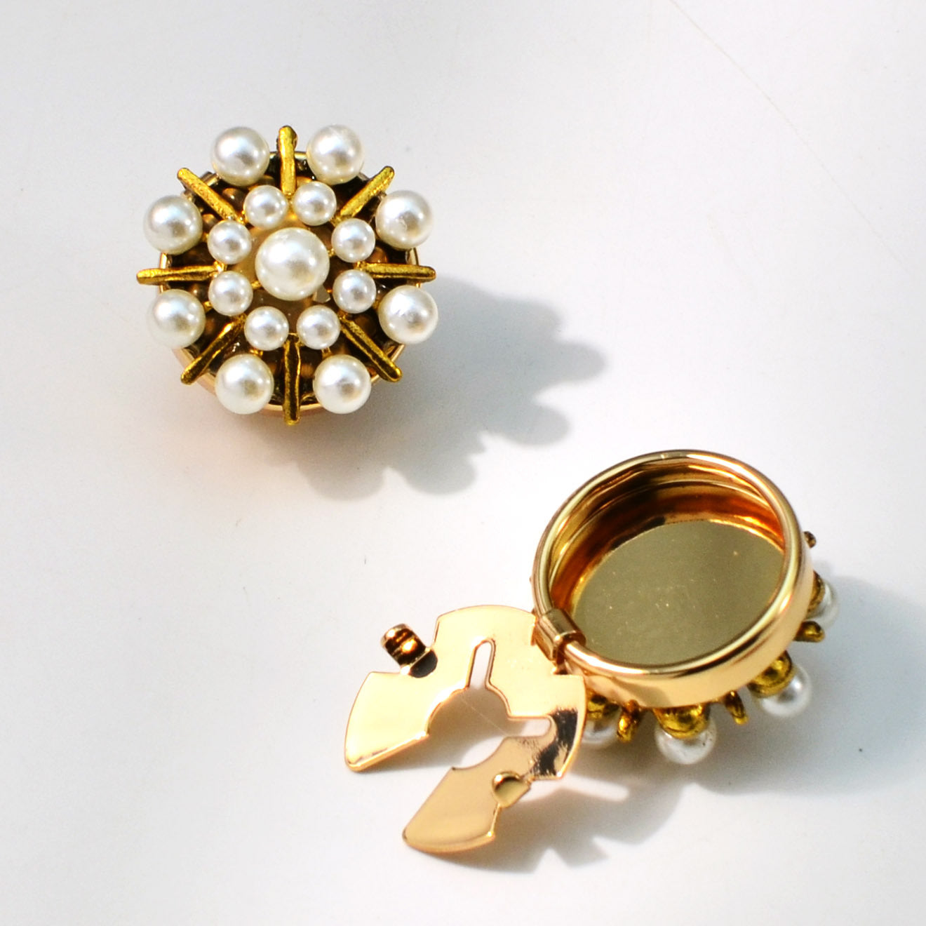 Cufflink Fashion Brooch Clasp Pearl Rhinestone