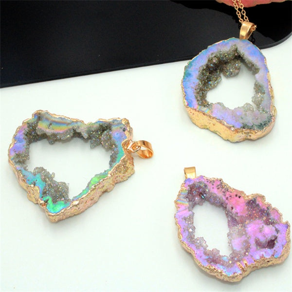 Natural agate crystal hole irregular