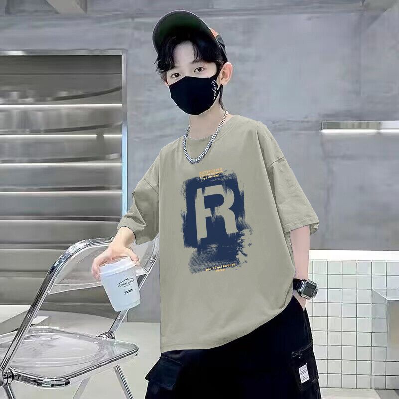 Children's Short Sleeve T-Shirt Letter Print Top for Boys Pure  Casual Kids' Clothing