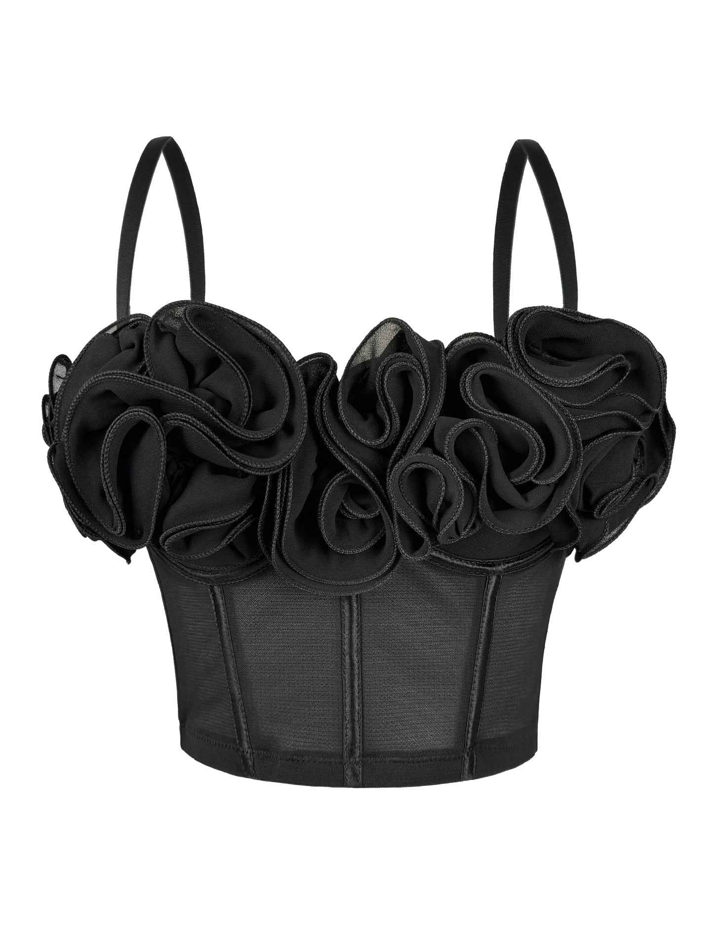 New Three-Dimensional Flower Fishbone Bra Pure Desire Tube Top Mesh Breathable Inner Fishbone Top Sexy Suspender Belt