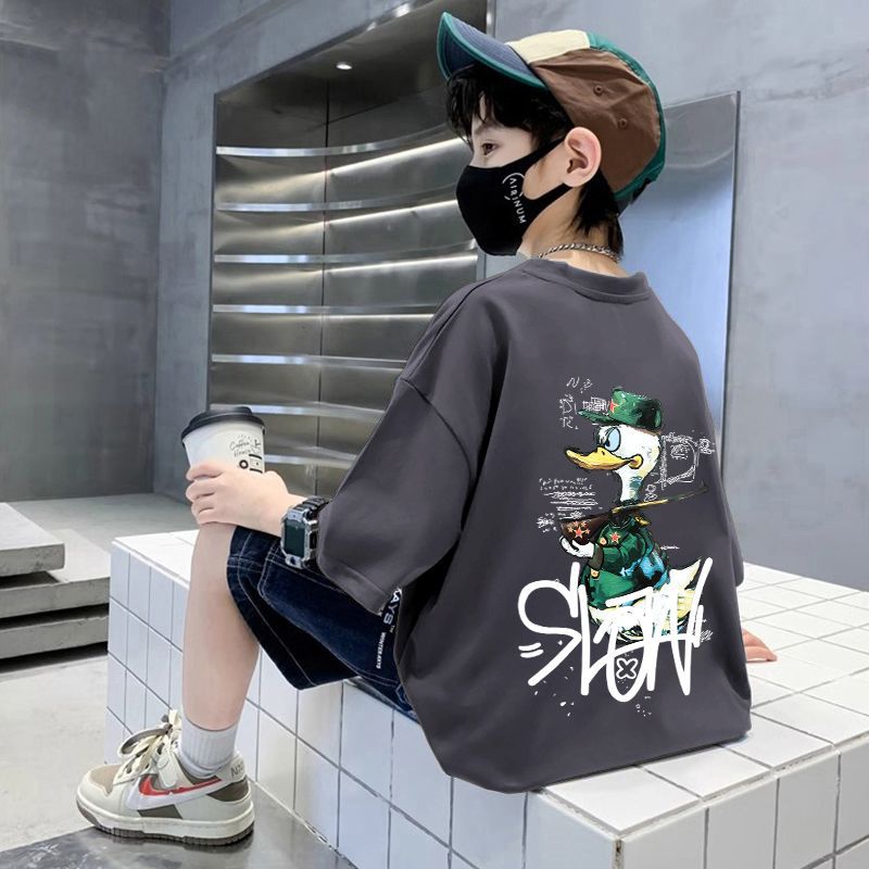 Boys' Short Sleeve T-Shirt  Cartoon Print Top
