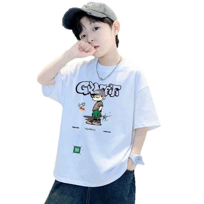 Kids' Short Sleeve T-Shirt for Boys, Pure Cotton Casual Children's T-Shirt