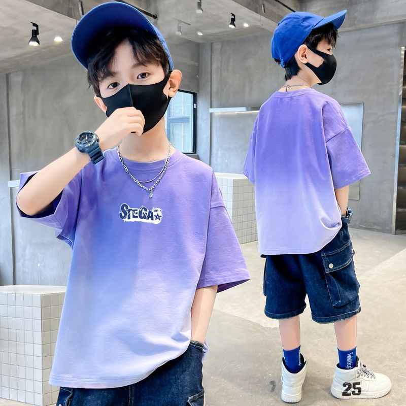 Boy's Short Sleeve T-Shirt Pure Casual Cool Style Mid to Large Kids