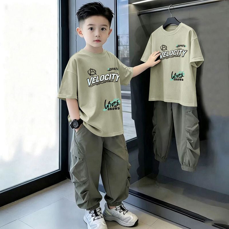 Casual Loose Printed Short Sleeve Letter T-Shirt for Kids