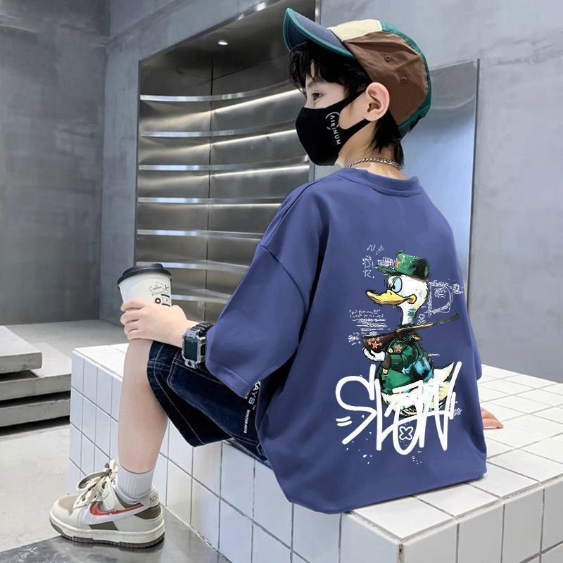 Boys' Short Sleeve T-Shirt  Cartoon Print Top
