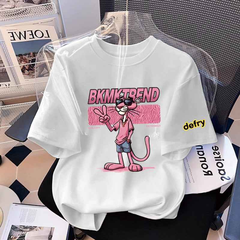 Boy's Short Sleeve T-Shirt Pink Panther Stylish Casual Top