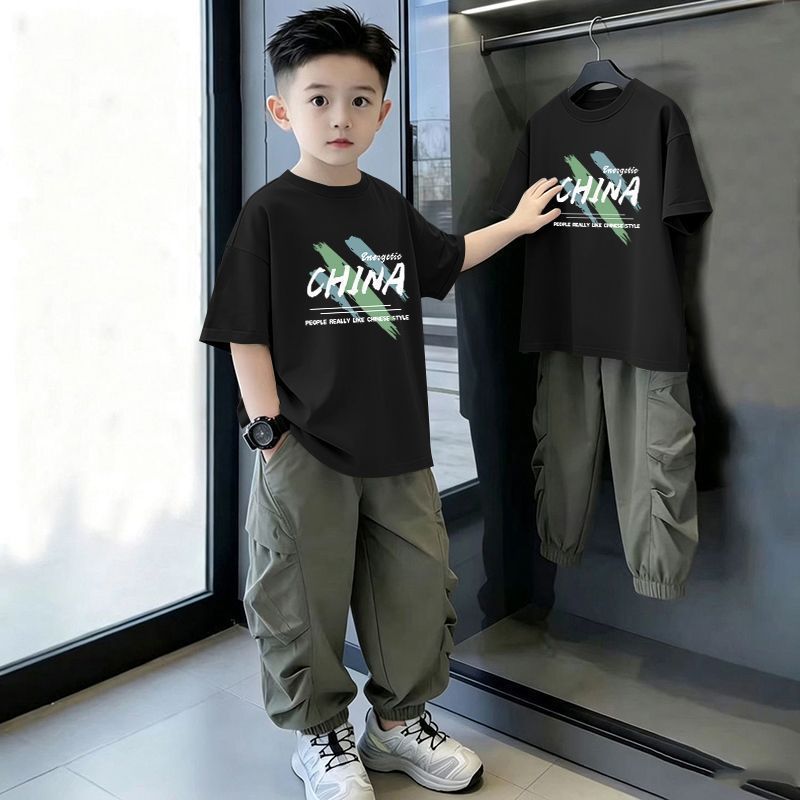 Casual Loose Printed Short Sleeve Letter T-Shirt for Kids