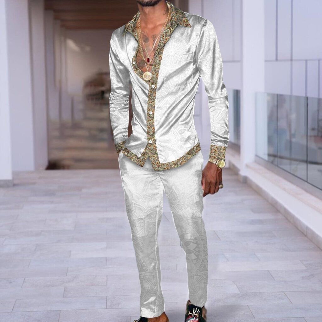 Hip Hop Style Fashion 3D Printing Casual Long Sleeve Shirt Suit