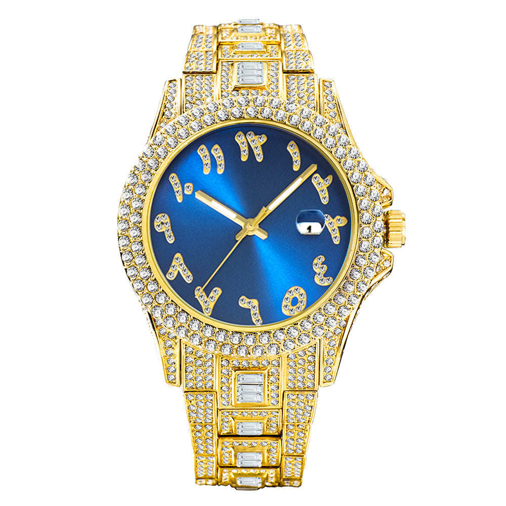 American Full Diamond Business Men's Women Waterproof Quartz Watch