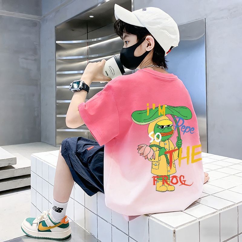 Children's Pure Short Sleeve T-Shirt Boys Top Medium to Large Kids