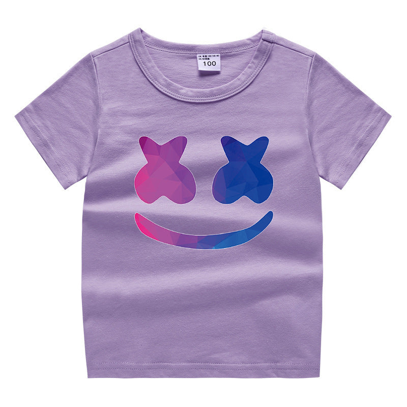 Cotton short sleeved round neck