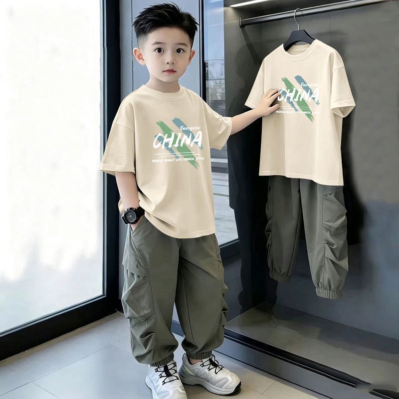 Casual Loose Printed Short Sleeve Letter T-Shirt for Kids