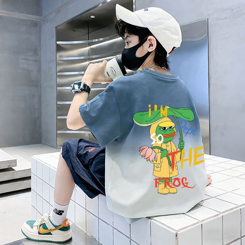Children's Pure Short Sleeve T-Shirt Boys Top Medium to Large Kids