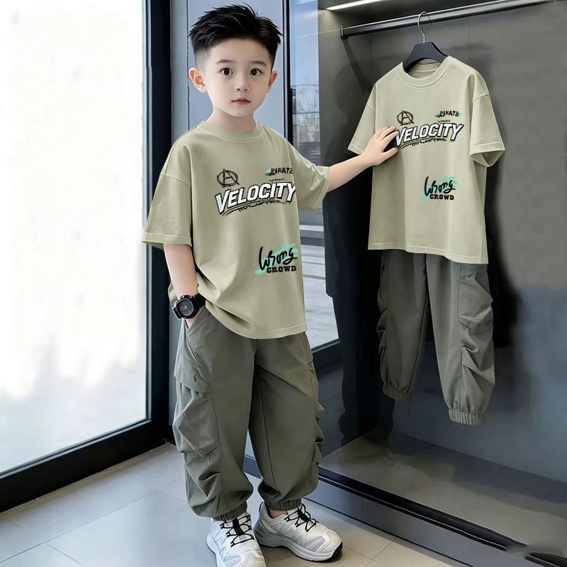 Casual Loose Printed Short Sleeve Letter T-Shirt for Kids