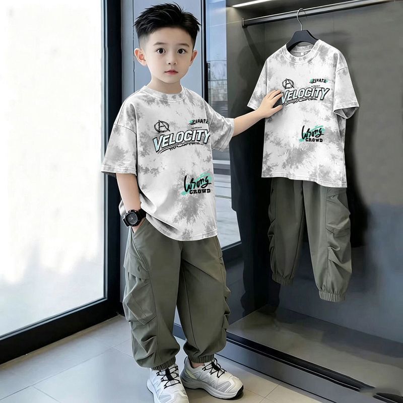 Casual Loose Printed Short Sleeve Letter T-Shirt for Kids