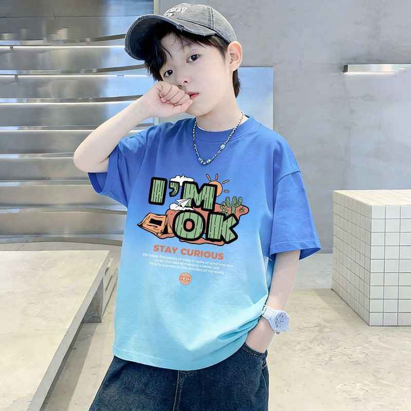 Boy's Breathable Gradient Short Sleeve T-Shirt