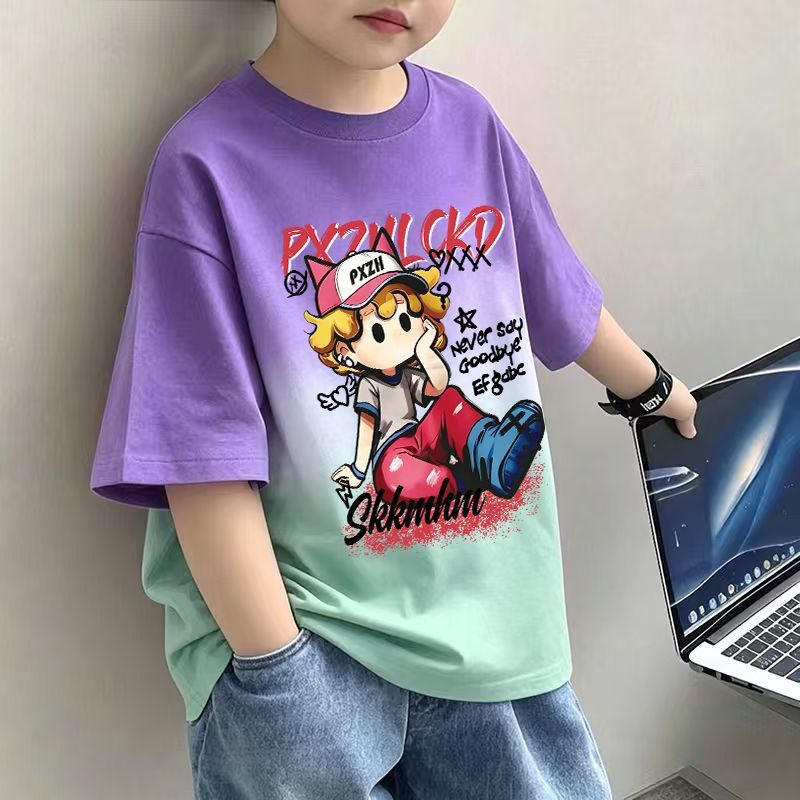 Children's Color-Blocked Short Sleeve T-Shirt Boy