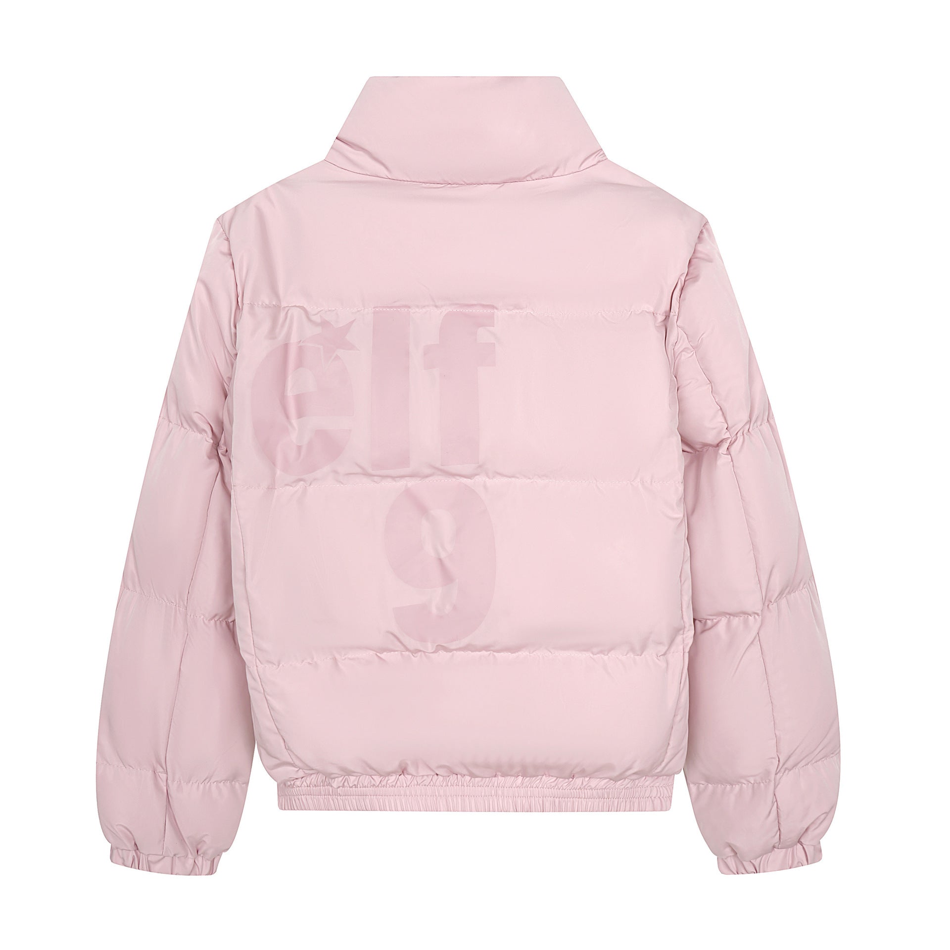 Letter print pink stand up collar bread jacket for women