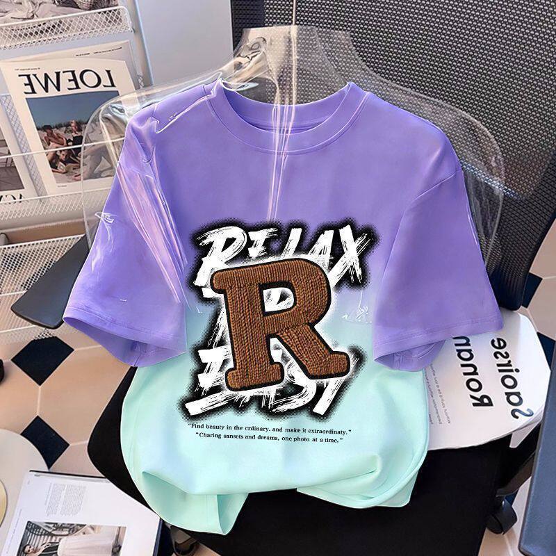 Casual Gradient Color Breathable Short Sleeve T-Shirt for Kids