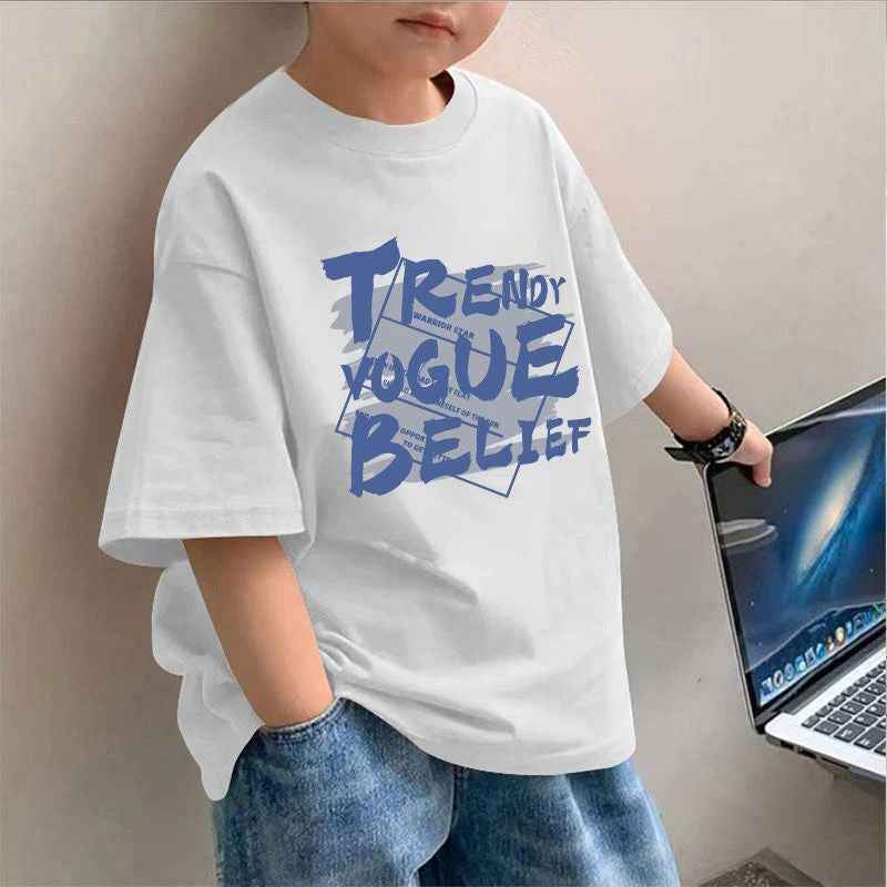 Children's Letter Print Short Sleeve T-Shirt