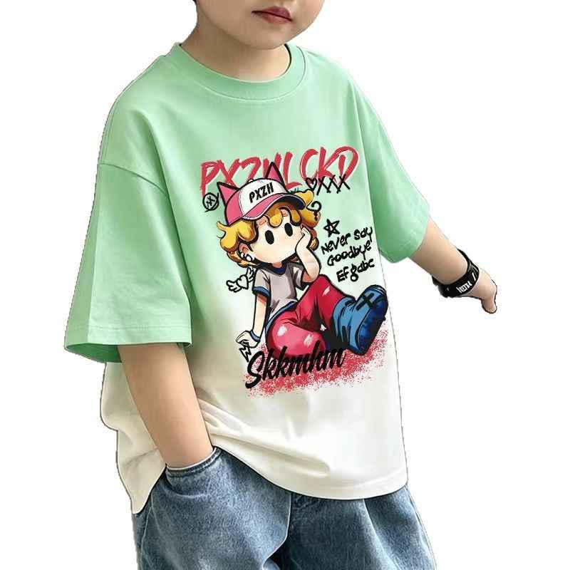 Children's Color-Blocked Short Sleeve T-Shirt Boy