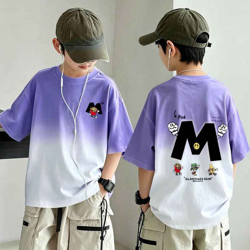 Boy's Gradient  T-Shirt Soft and Stylish Top for Kids