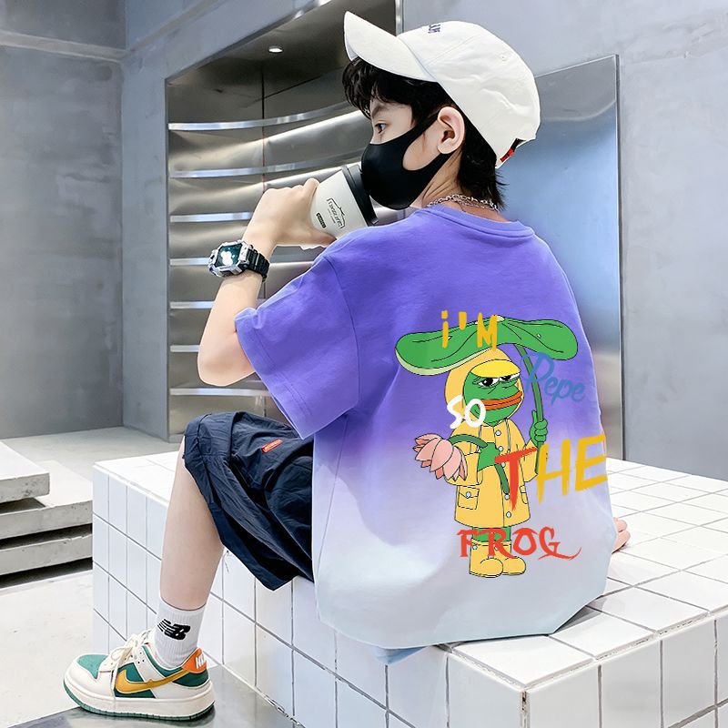 Children's Pure Short Sleeve T-Shirt Boys Top Medium to Large Kids