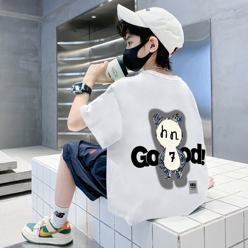 Kids' Boys Short Sleeve T-Shirt Front and Back Print  Children's Baby Half Sleeve Top for Medium to Big Kids
