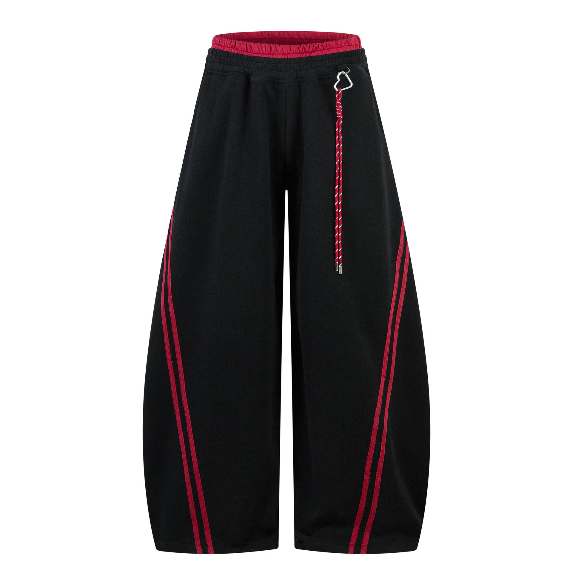 Stripe contrasting splicing double-layer curved knife casual pants