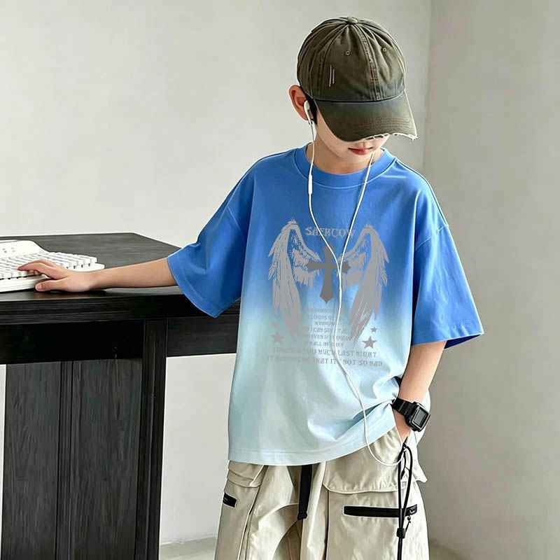 Children's Short Sleeve T-Shirt Loose Half Sleeve Casual Kids Clothes for Boys