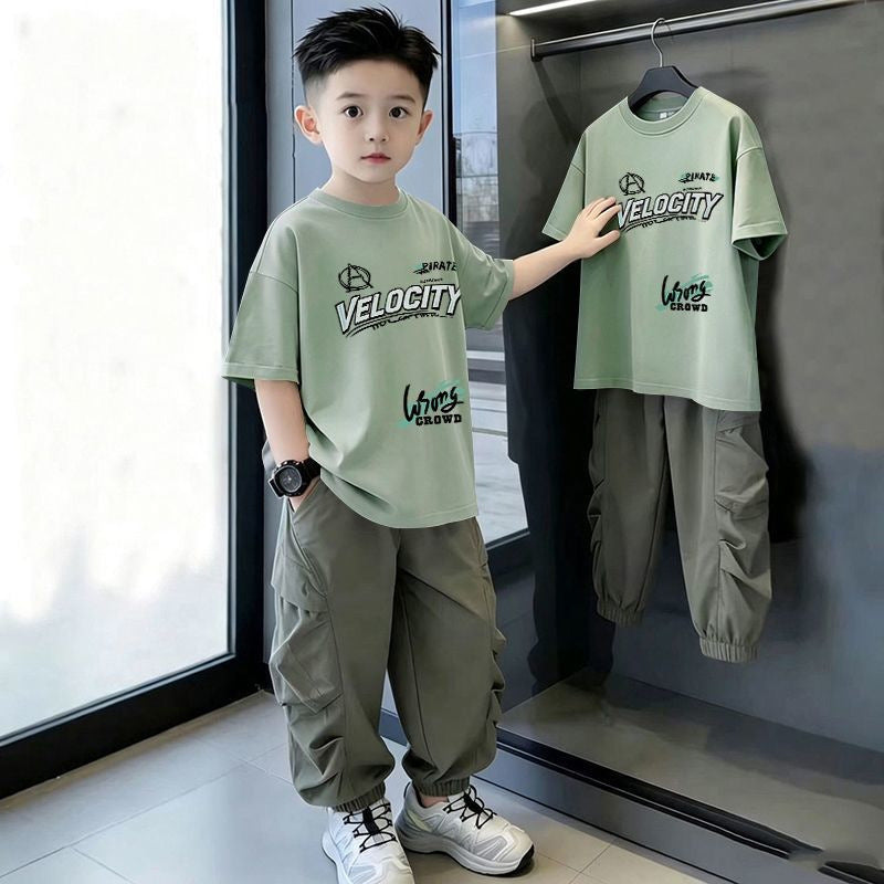 Casual Loose Printed Short Sleeve Letter T-Shirt for Kids