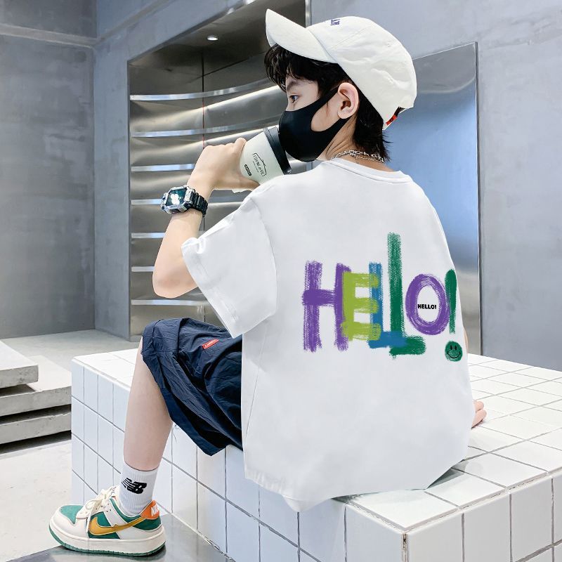Letter Print Kids Boy Short Sleeve T-Shirt Children Baby Half Sleeve Top Toddler