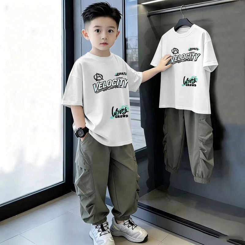 Casual Loose Printed Short Sleeve Letter T-Shirt for Kids