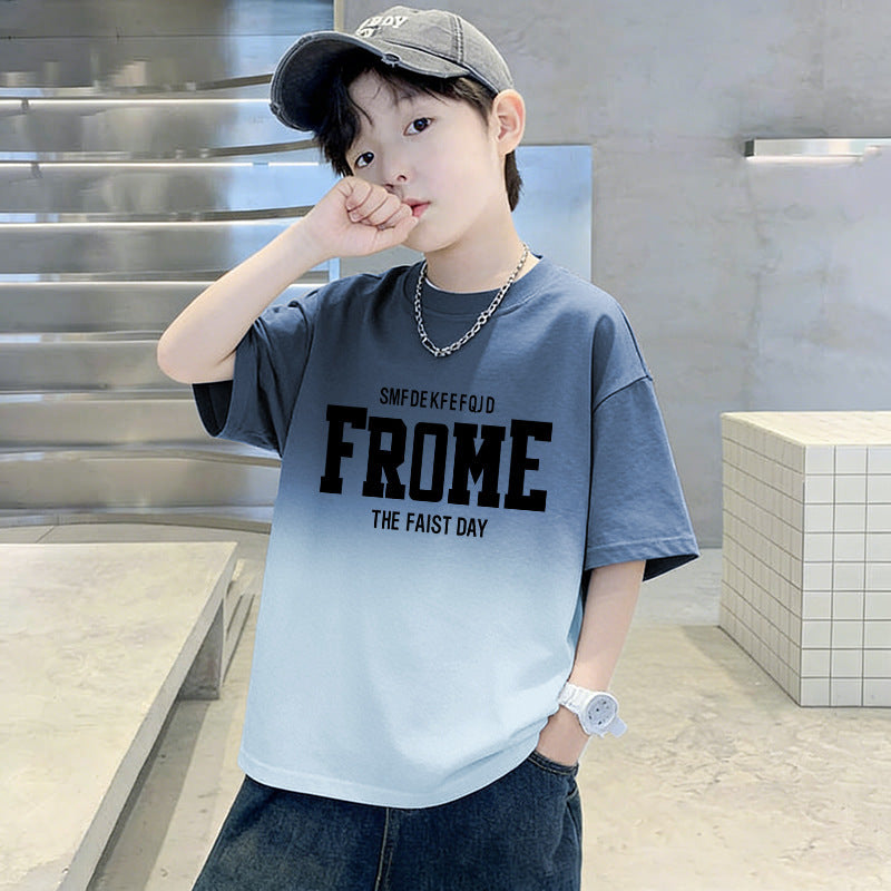 Boys' "FROME" Graphic Print T-Shirt – Loose Fit Short Sleeve Tee for Kids | 120–170