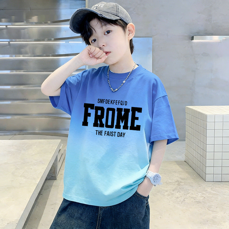 Boys' "FROME" Graphic Print T-Shirt – Loose Fit Short Sleeve Tee for Kids | 120–170