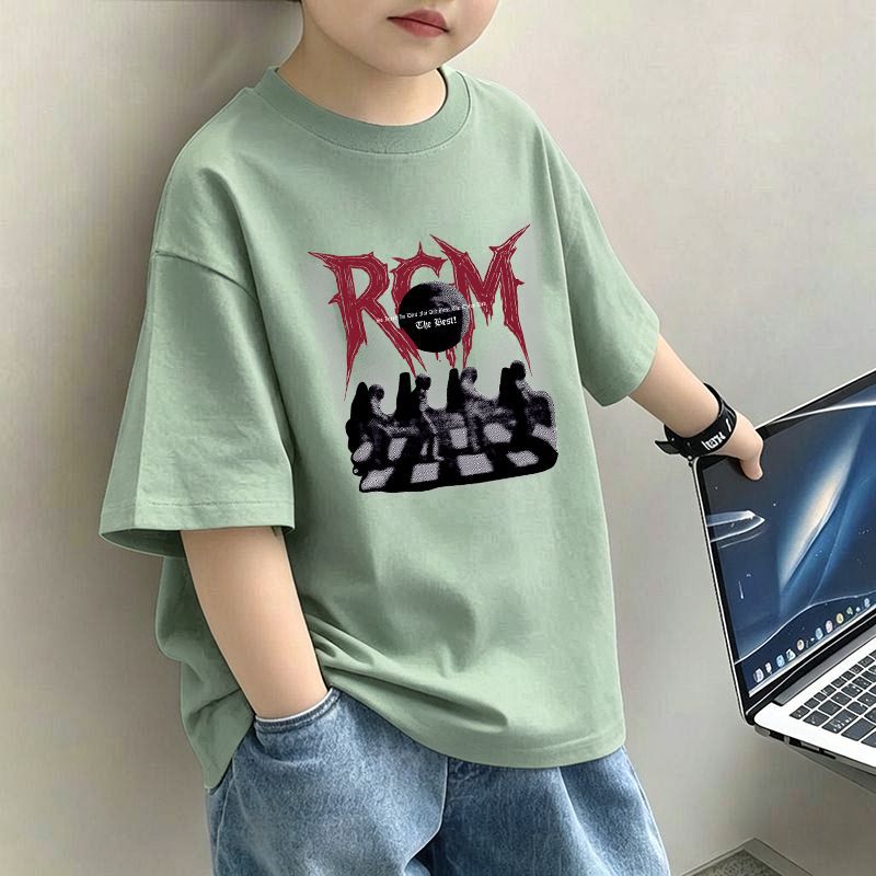 Boys' Letter Print T-Shirt – Casual Short Sleeve Cotton Tee for Kids | 120–170
