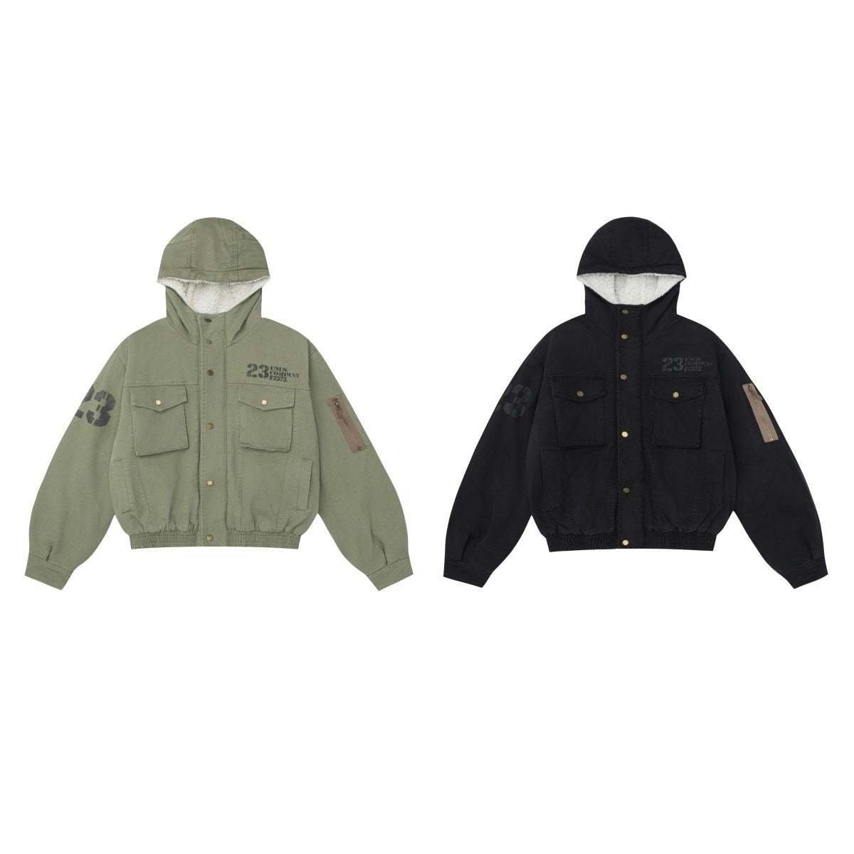 Washing lamb wool workwear with standing collar and hooded cotton jacket