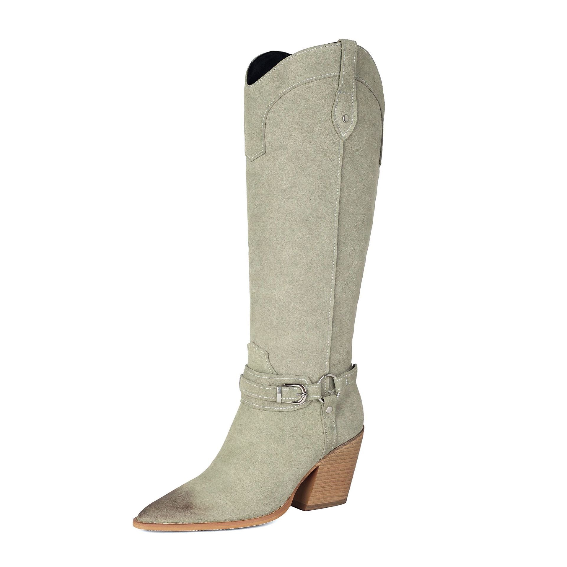High heels, thick heels, women's boots, high boots, western boots