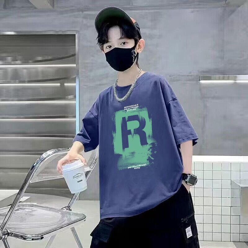 Children's Short Sleeve T-Shirt Letter Print Top for Boys Pure  Casual Kids' Clothing