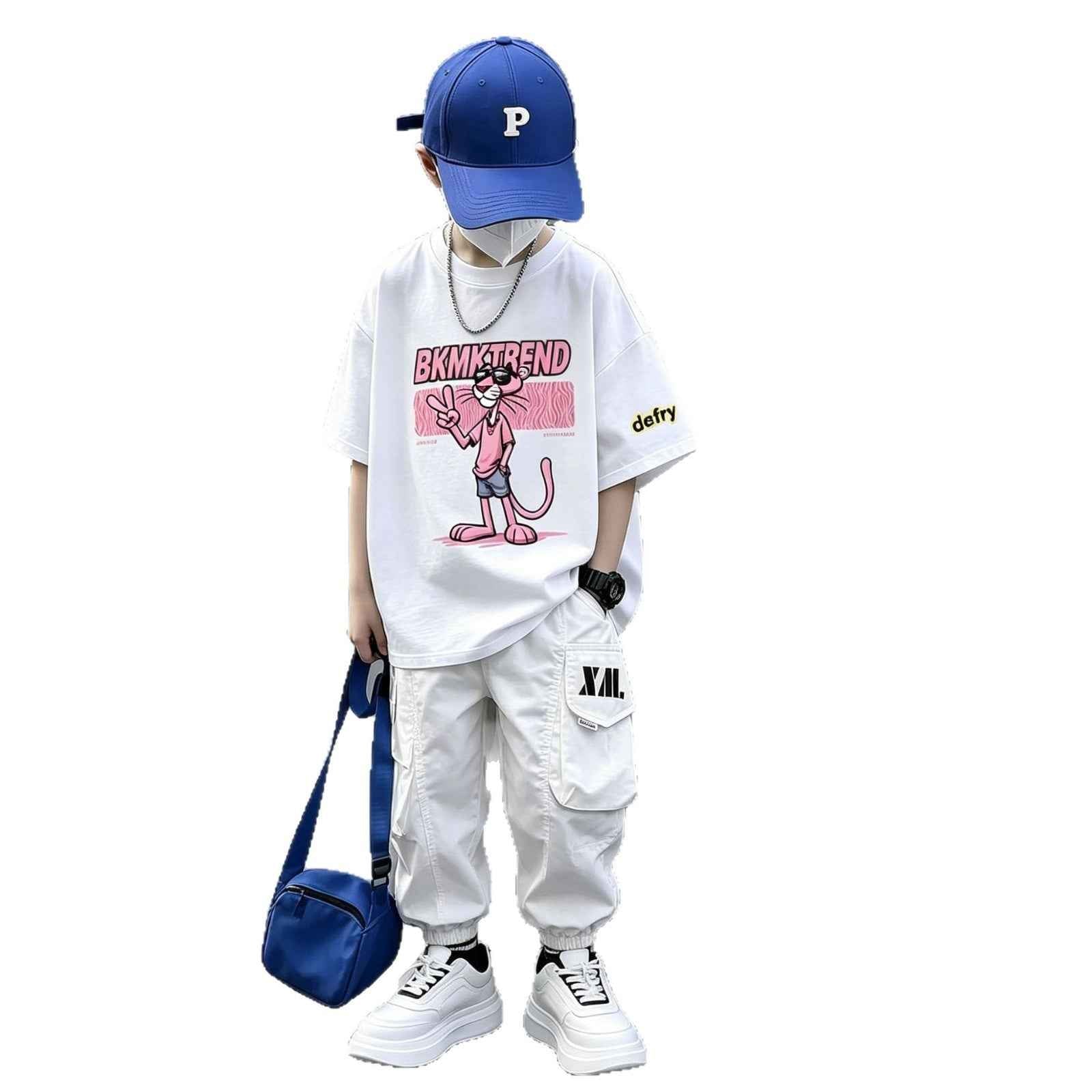 Boy's Short Sleeve T-Shirt Pink Panther Stylish Casual Top