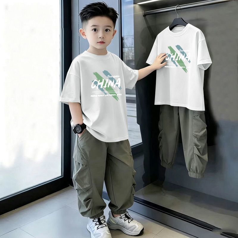 Casual Loose Printed Short Sleeve Letter T-Shirt for Kids