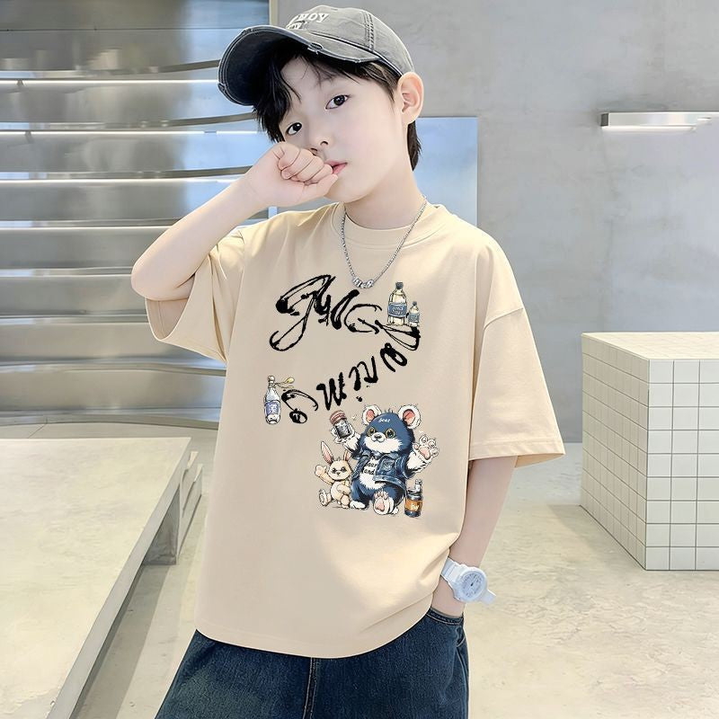 Kids' Short Sleeve T-Shirt Dyeing Half Sleeve Trendy Children's Clothing Top