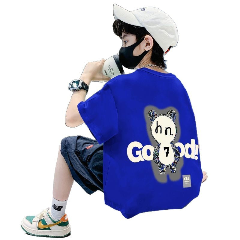 Kids' Boys Short Sleeve T-Shirt Front and Back Print  Children's Baby Half Sleeve Top for Medium to Big Kids