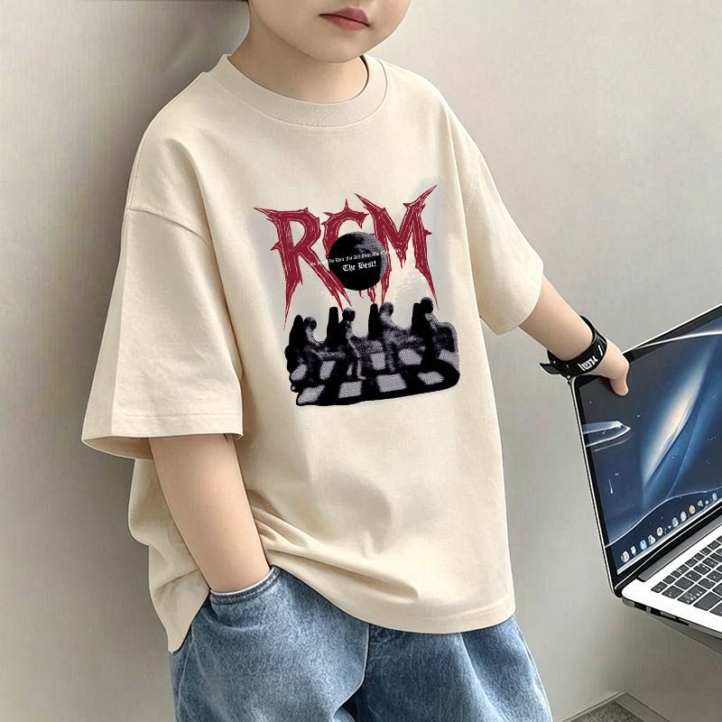 Boys' Letter Print T-Shirt – Casual Short Sleeve Cotton Tee for Kids | 120–170