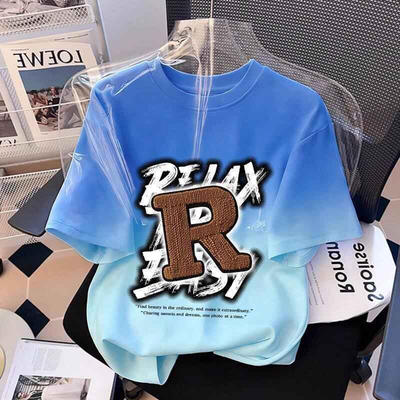 Casual Gradient Color Breathable Short Sleeve T-Shirt for Kids